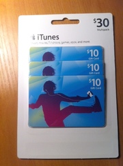 iTunes Gift Card $30.  3шт.  по $10 в комплекте.